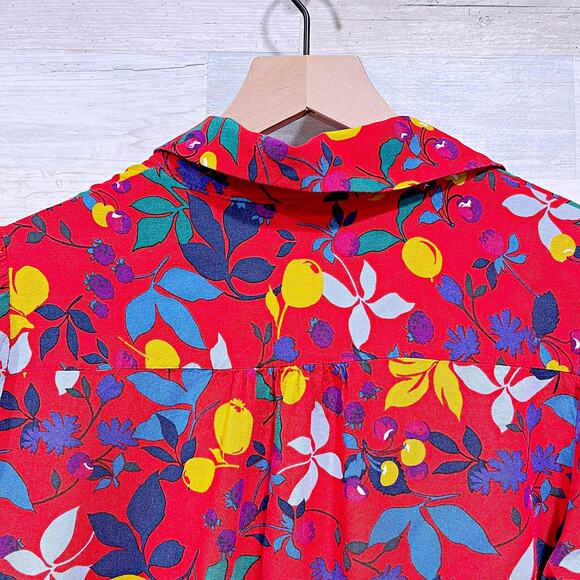 Anthropologie MAEVE Blithe Button Down Shirt Red Fruit Floral Challis Womens 4 - Picture 5 of 9